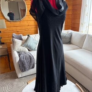 Komarov Black Midi Dress with Scarf Detail